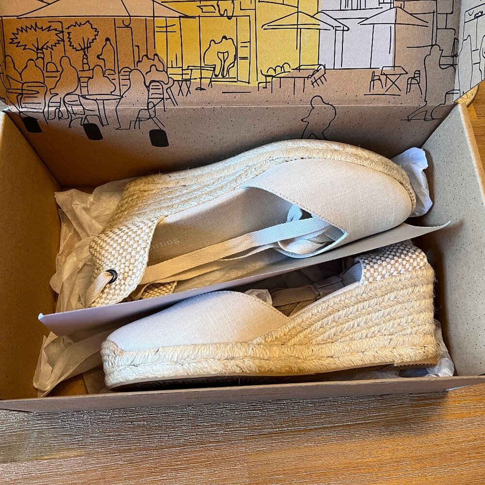 Soludos Lyon Wedge Espadrille - Size 7 - (Blush - Linen) - NIB